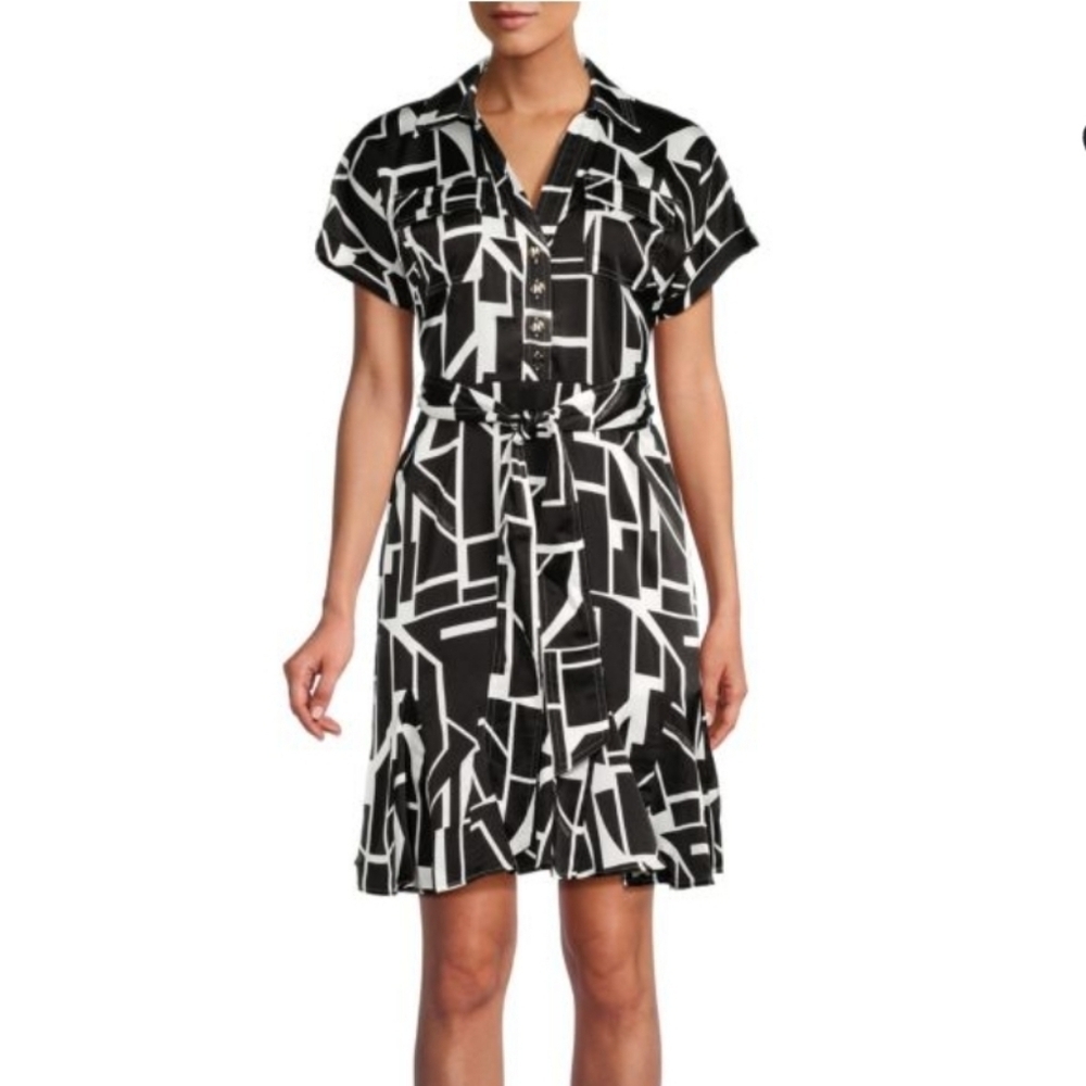 KARL LAGERFELD PARIS Print Belted Minidress, Size 14